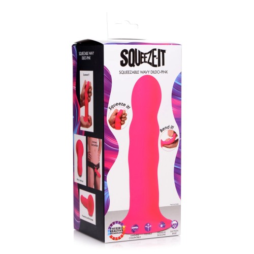 Розовый гибкий фаллоимитатор Squeeze-It Wavy Dildo - 18,3 см.