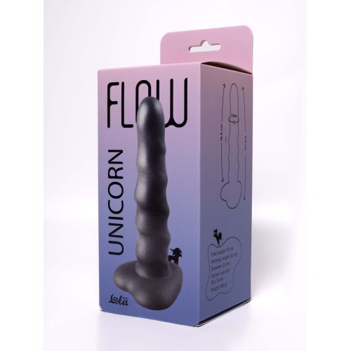 Черный нереалистичный дилдо Unicorn - 17,5 см.