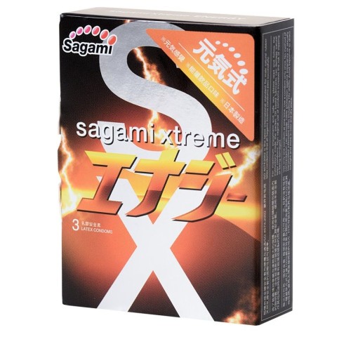 Презервативы Sagami Xtreme Energy с ароматом энергетика - 3 шт.