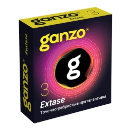 Презервативы анатомической формы с точечной и ребристой структурой Ganzo Extase - 3 шт.
