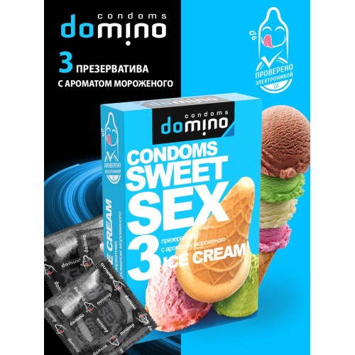 Презервативы для орального секса DOMINO Sweet Sex с ароматом мороженого - 3 шт.