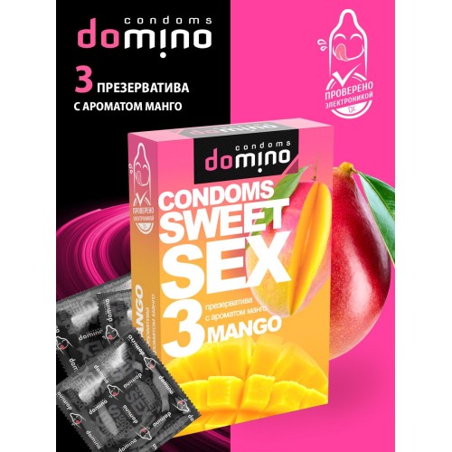 Презервативы для орального секса DOMINO Sweet Sex с ароматом манго - 3 шт.