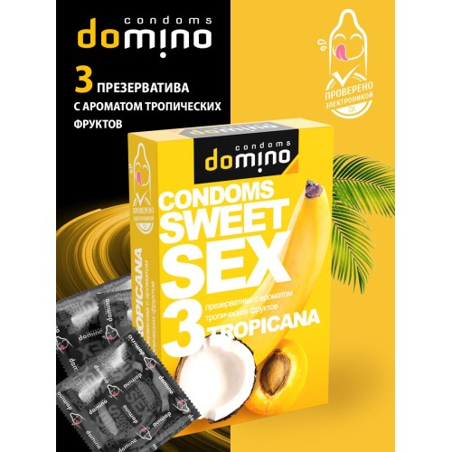 Презервативы для орального секса DOMINO Sweet Sex с ароматом тропических фруктов - 3 шт.