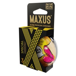 Презервативы с точками и рёбрами в пластиковом кейсе MAXUS AIR Special - 3 шт.