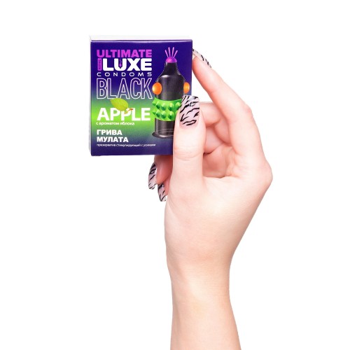 Черный стимулирующий презерватив «Грива мулата» с ароматом яблока - 1 шт.