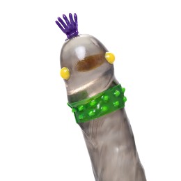 Черный стимулирующий презерватив «Грива мулата» с ароматом яблока - 1 шт.