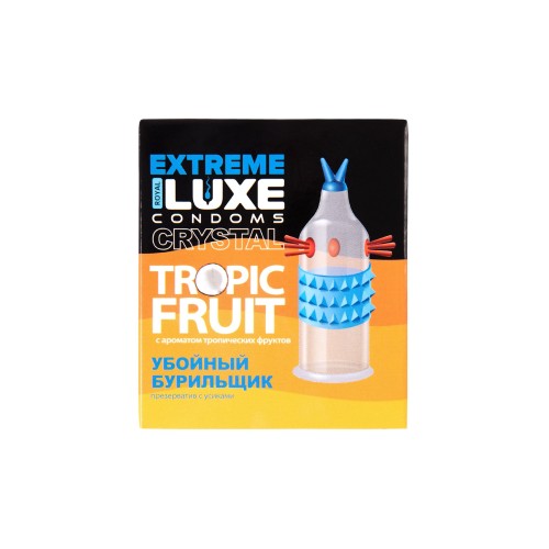 Стимулирующий презерватив «Убойный бурильщик» с ароматом тропических фруктов - 1 шт.