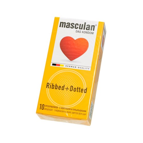 Презервативы с колечками и пупырышками Masculan Ribbed+Dotted - 10 шт.