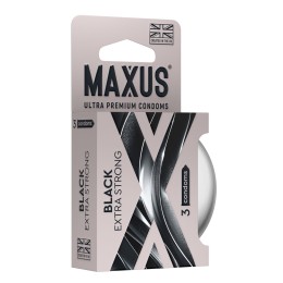 Черные утолщенные презервативы MAXUS Extra Strong с железным кейсом - 3 шт.