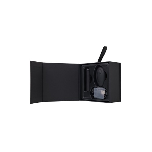 Черная перезаряжаемая вибропуля с пультом ДУ RealStick CALIBER