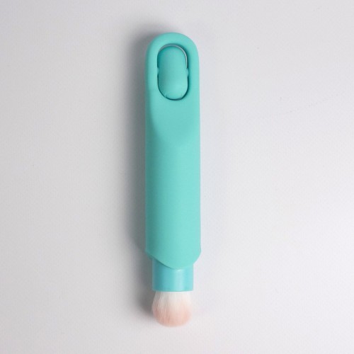Бирюзовая многофункциональная вибропуля с щеточкой