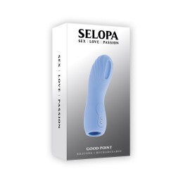 Голубой рельефный вибромассажёр на палец Good Point