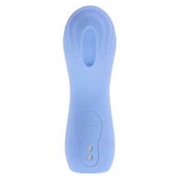 Голубой рельефный вибромассажёр на палец Good Point