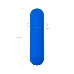 Синяя силиконовая перезаряжаемая вибропуля Nep - 8 см.
