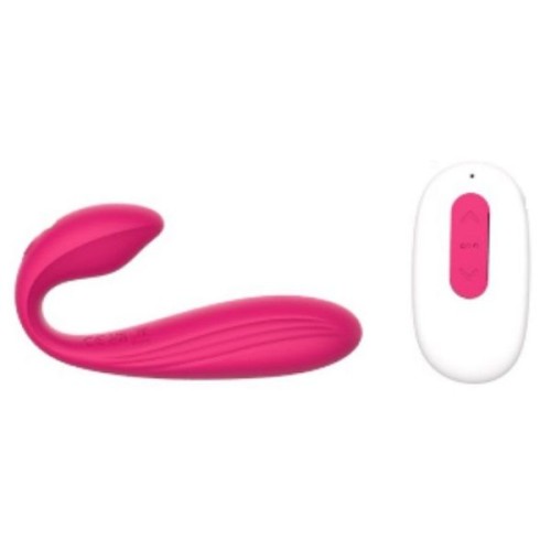Розовый вибростимулятор для пар с пультом ДУ - 17,7 см.