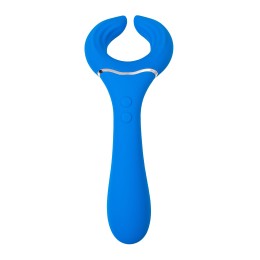 Голубой многофункциональный вибратор Whally - 18,5 см.