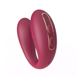 Бордовый вакуумный вибратор для пар Talia с пультом ДУ
