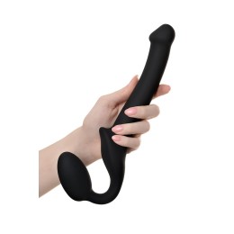 Черный безремневой страпон Silicone Bendable Strap-On - size S