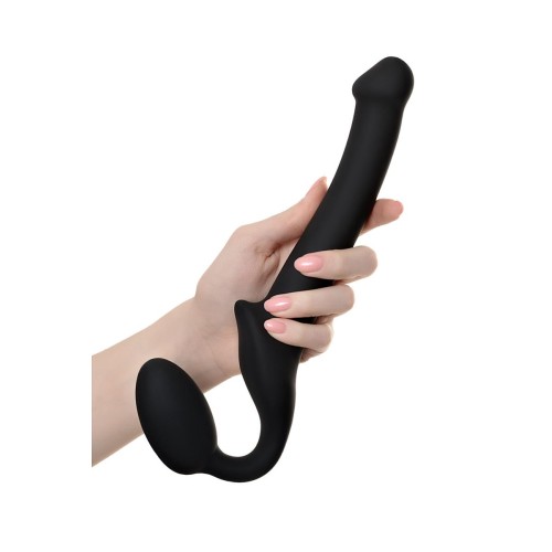 Черный безремневой страпон Silicone Bendable Strap-On - size S