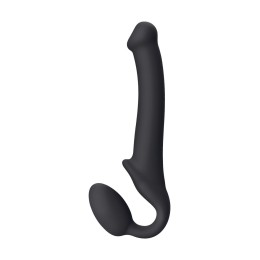 Черный безремневой страпон Silicone Bendable Strap-On - size M