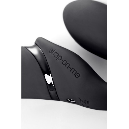 Черный безремневой вибрострапон Silicone Bendable Strap-On - size M