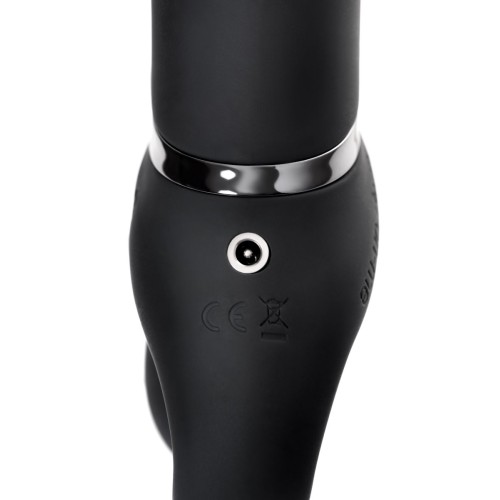 Черный безремневой вибрострапон Silicone Bendable Strap-On - size M