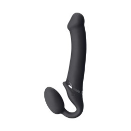 Черный безремневой вибрострапон Vibrating Bendable Strap-On - size L