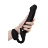 Черный безремневой вибрострапон Vibrating Bendable Strap-On - size L