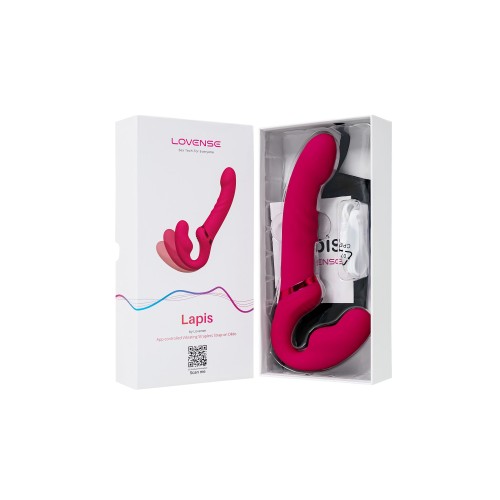 Малиновый безремневой страпон Lapis - 23 см.