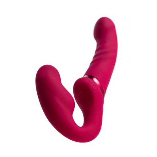 Малиновый безремневой страпон Lapis - 23 см.