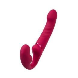 Малиновый безремневой страпон Lapis - 23 см.