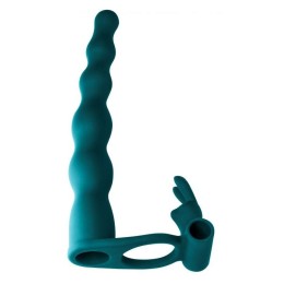 Зеленая вибронасадка для двойного проникновения Naughty Bunny - 17 см.