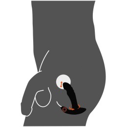 Черный вибромассажер простаты с функцией римминга Plug with Perineum Stimulator - 16,6 см.