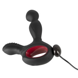 Черный вибромассажер простаты с нагревом и ротацией Prostate Plug - 14,5 см.