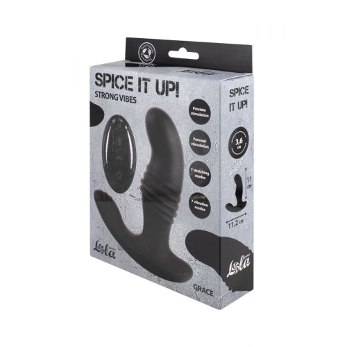 Черный перезаряжаемый стимулятор простаты Grace - 13 см.