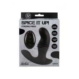 Черный перезаряжаемый стимулятор простаты Grace - 13 см.