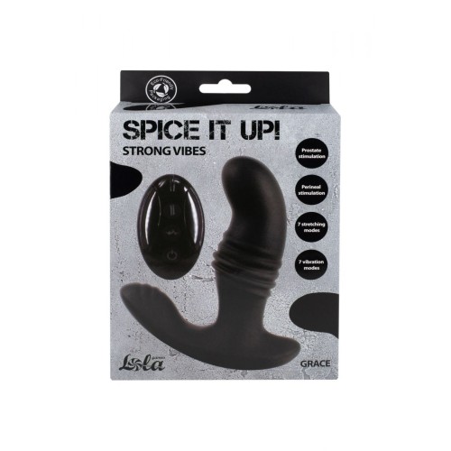 Черный перезаряжаемый стимулятор простаты Grace - 13 см.