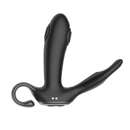 Черный вибромассажер простаты с эффектом маятника и пультом ДУ - 16 см.
