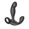 Черный вибромассажер простаты с эффектом фингеринга и пультом ДУ