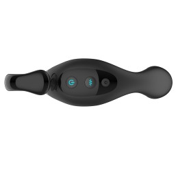 Черный вибромассажер простаты с эффектом фингеринга и пультом ДУ