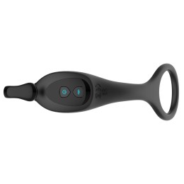 Черный пульсирующимй массажер простаты с вибрацией и пультом ДУ - 17,1 см.