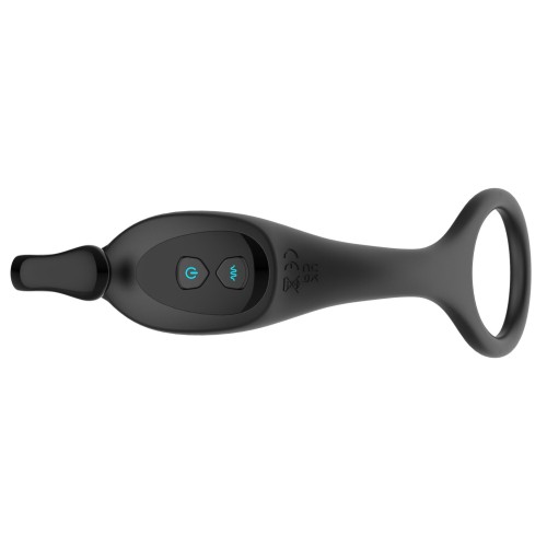 Черный пульсирующимй массажер простаты с вибрацией и пультом ДУ - 17,1 см.