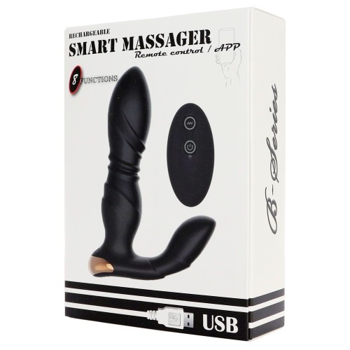 Черный L-образный вибромассажер простаты с пультом ДУ