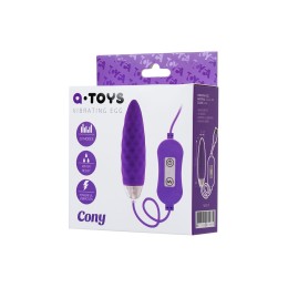 Фиолетовое узенькое виброяйцо с пультом управления A-Toys Cony, работающее от USB