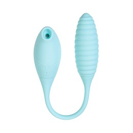 Голубое виброяйцо с вакуум-волновым стимулятором клитора Roow