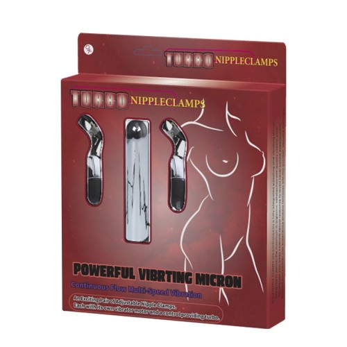 Набор из вибратора и вибростимуляторов для груди Turbo NippleClamps