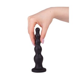 Чёрная анальная ёлочка с ограничительным основанием - 17,5 см.