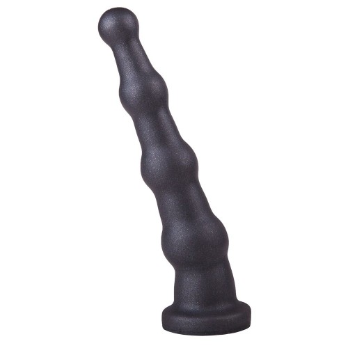 Анальная пробка платинового цвета с изгибом - 18 см.